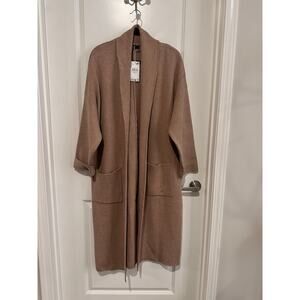 Shawl Collar Long Cardigan Coat - Taupe